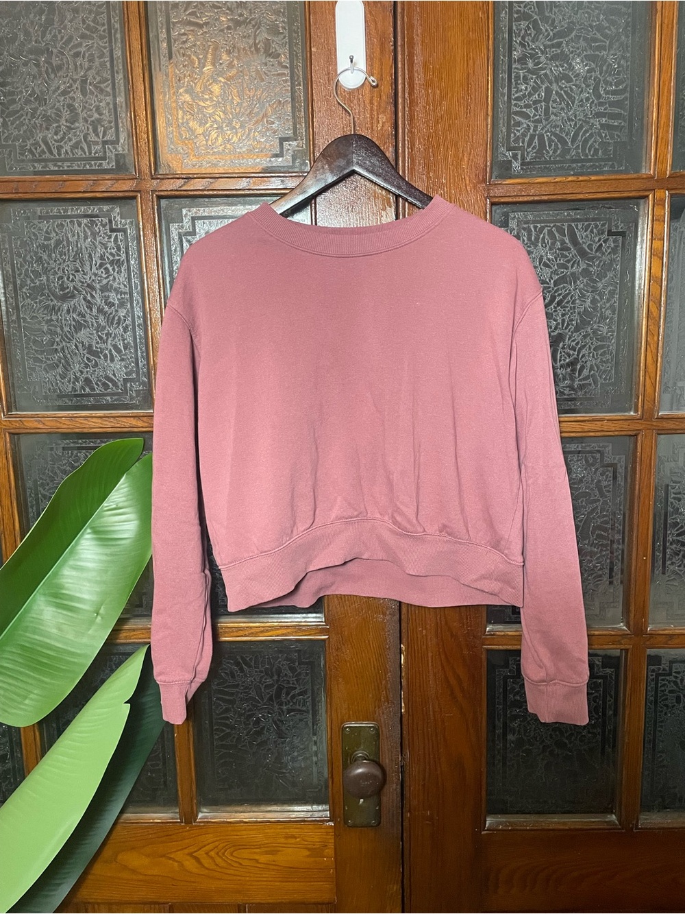 H&M Dusty Rose Pullover Sweatshirt Croppd